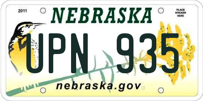 NE license plate UPN935