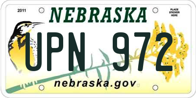 NE license plate UPN972