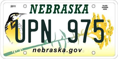 NE license plate UPN975