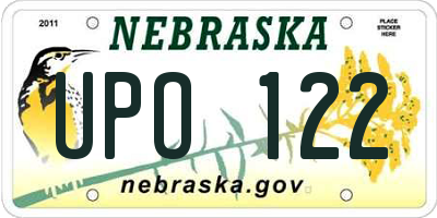 NE license plate UPO122