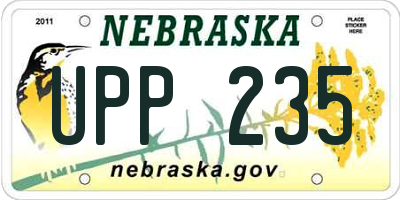 NE license plate UPP235