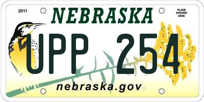 NE license plate UPP254