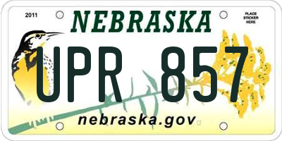 NE license plate UPR857