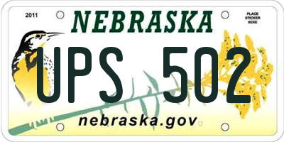 NE license plate UPS502