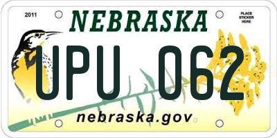 NE license plate UPU062