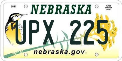 NE license plate UPX225