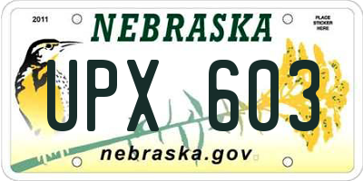 NE license plate UPX603