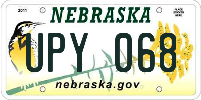 NE license plate UPY068