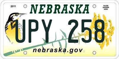 NE license plate UPY258