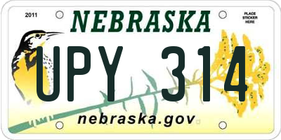 NE license plate UPY314