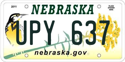 NE license plate UPY637