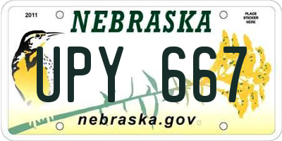 NE license plate UPY667