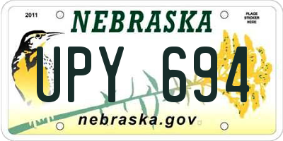 NE license plate UPY694