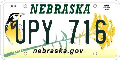 NE license plate UPY716