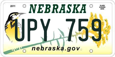 NE license plate UPY759