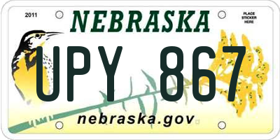 NE license plate UPY867