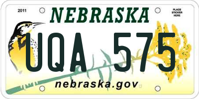 NE license plate UQA575