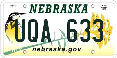 NE license plate UQA633