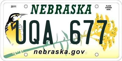 NE license plate UQA677