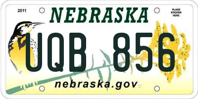 NE license plate UQB856