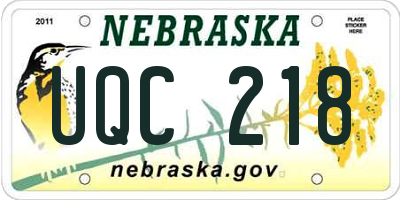 NE license plate UQC218