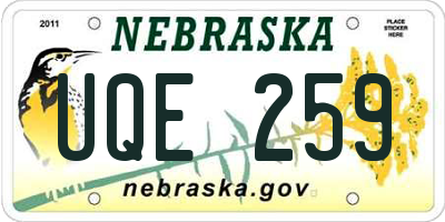 NE license plate UQE259