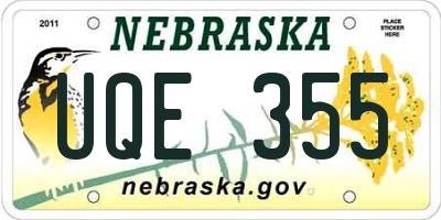 NE license plate UQE355