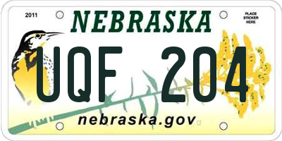 NE license plate UQF204
