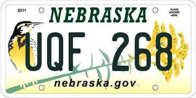 NE license plate UQF268