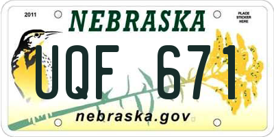 NE license plate UQF671