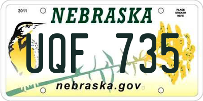 NE license plate UQF735