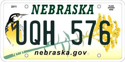 NE license plate UQH576