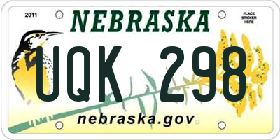 NE license plate UQK298