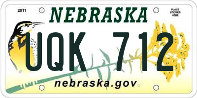 NE license plate UQK712