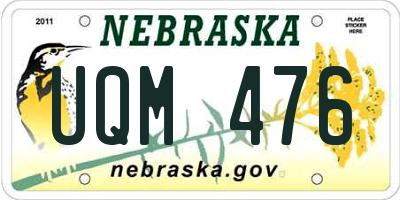 NE license plate UQM476
