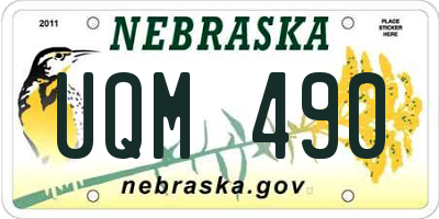 NE license plate UQM490