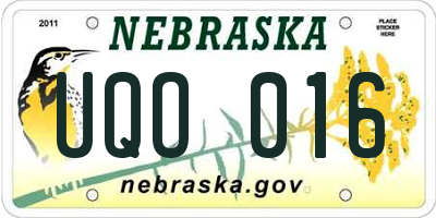 NE license plate UQO016