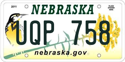 NE license plate UQP758