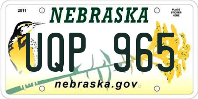 NE license plate UQP965