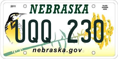 NE license plate UQQ230