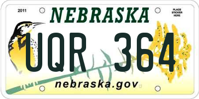 NE license plate UQR364
