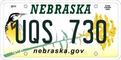 NE license plate UQS730
