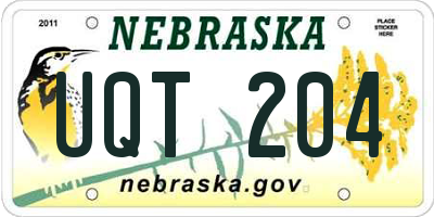 NE license plate UQT204