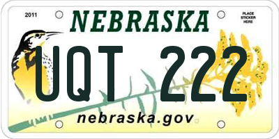 NE license plate UQT222