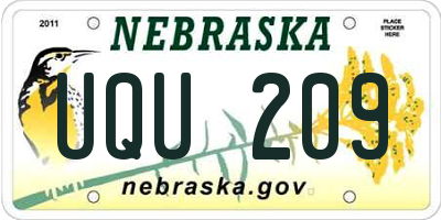NE license plate UQU209