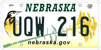 NE license plate UQW216