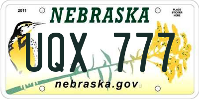 NE license plate UQX777
