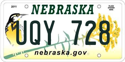 NE license plate UQY728