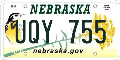 NE license plate UQY755
