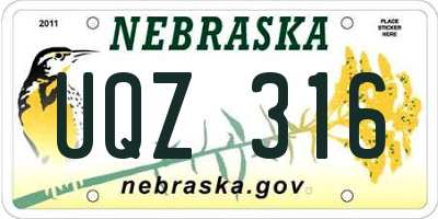 NE license plate UQZ316